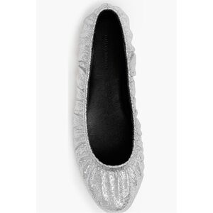 NIB Rebecca Minkoff Silver Ruched Ballet Flats Size 8
